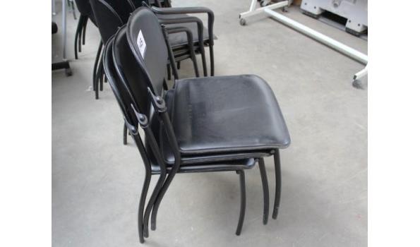 3 stapelbare stoelen, zwarte skai bekleed